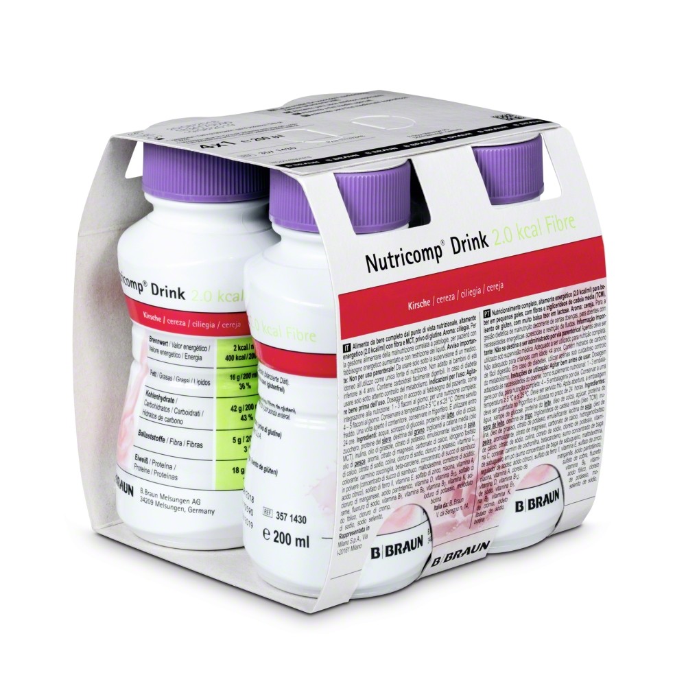 40% Discount Nutricomp Drink 2Kcal 4 x 200 ml cirese Pachet (4 buc.) Cirese
