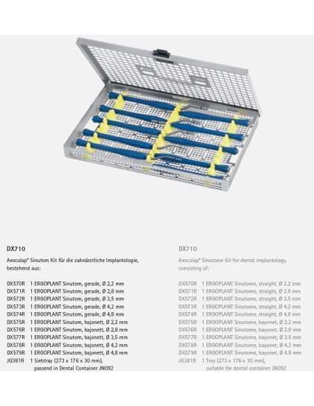 Set instrumentar sinusal AESCULAP pentru Implantologie Stomatologica