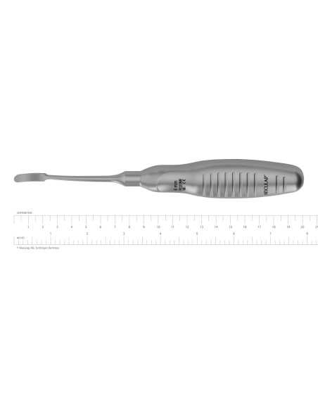 Razusa, profil rotund, curba, maner metalic canelat cu margini rotunjite pentru ergonomie sporita, latime 6 mm, lungime 200 mm