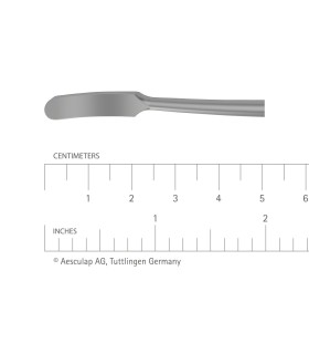 Razusa Aesculap, profil rotund, curba, maner metalic canelat, 200 mm