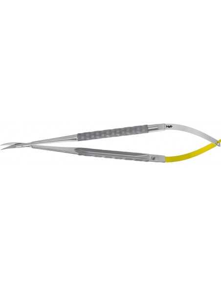 Micro foarfeca sutura, gama Ergoperio, curba, 1 lama serata, maner rotund, 180 mm